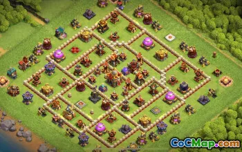 town hall 16, trophy/war base layout #42185