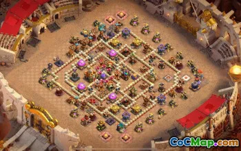 town hall 16, trophy/war base layout #42305
