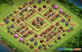 town hall 16, trophy/war base layout #42306