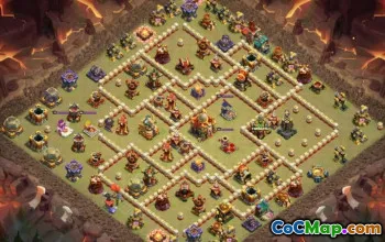 town hall 16, trophy/war base layout #43076