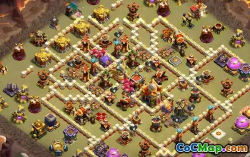 town hall 16, trophy/war base layout #43740