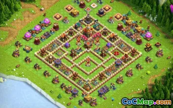 town hall 16, trophy/war base layout #44083