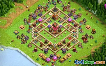 town hall 16, trophy/war base layout #44087