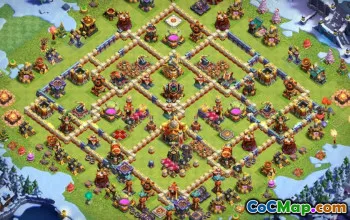 town hall 16, trophy/war base layout #44097