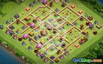 town hall 16, trophy/war base layout #44660