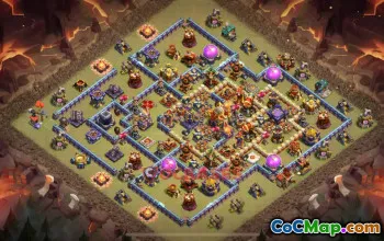 TH16 War Base - Clash of Clans Layout with Super Dragon #19064
