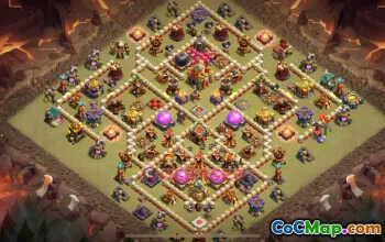 कुलों के संघर्ष के लिए TH16 युद्ध आधार - आइस गोलेम्स और लून #18663