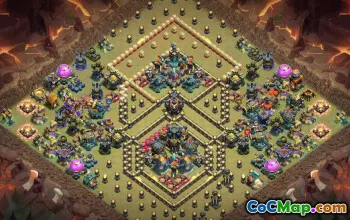town hall 17, trophy/war/hybrid base layout #50042