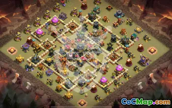 town hall 17, trophy/war base layout #47416