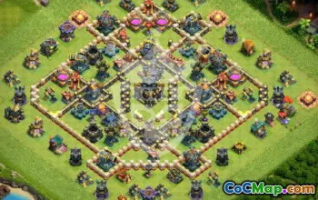 town hall 17, trophy/war base layout #48006
