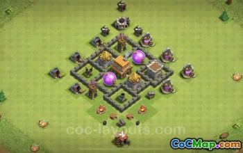 رابط قاعدة الزراعة TH4 - قاعة مدينة Clash of Clans المستوى 4 #18097