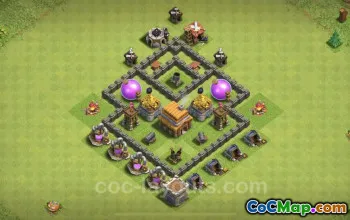 TH4 Hybrid Base Copy with Link - Max Defense Strategy #23340