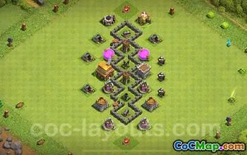 Collegamento base difesa trofeo TH4 - Clash of Clans 2024 #18034