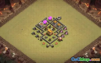 town hall 4, trophy/war base layout #38901