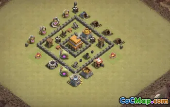 town hall 4, trophy/war base layout #40681