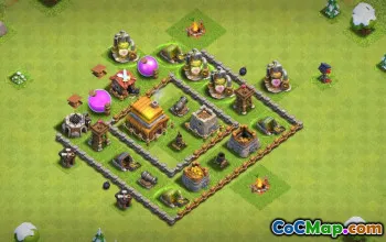 town hall 4, trophy/war base layout #41034