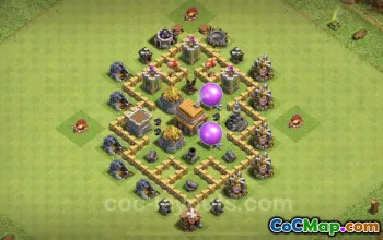 TH5 Farming Base: Anti-2 Stars Hybrid Layout | Clash of Clans #23519