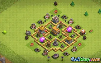 town hall 5, trophy/war base layout #38072
