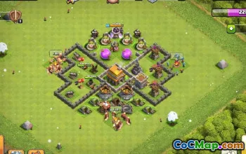 town hall 5, trophy/war base layout #40428