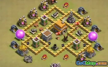 town hall 5, trophy/war base layout #44469
