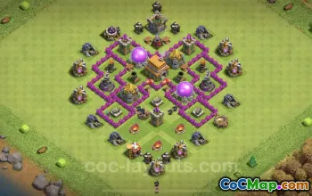 TH6 Farming Base with Link - Anti 3 Stars Hybrid Layout #23732