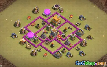 town hall 6, trophy/war base layout #40057