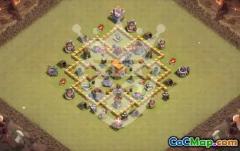 town hall 6, trophy/war base layout #48347