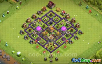 TH7 Farming Base - Anti 2 Star & All Defense | Clash of Clans #18512