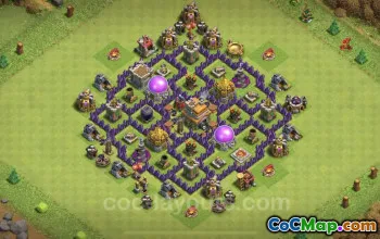 TH7 Farming Base Copy: Anti Air & Hybrid Defense Layout #24117