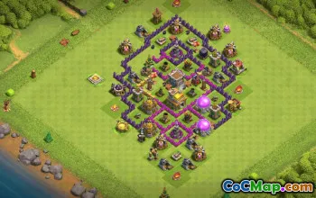town hall 7, trophy/war base layout #34780