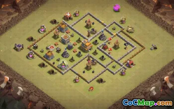 town hall 7, trophy/war base layout #35378