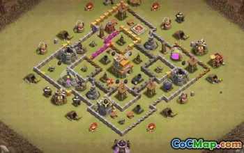 town hall 7, trophy/war base layout #36110