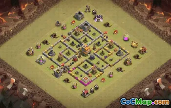 town hall 7, trophy/war base layout #36117
