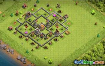 town hall 7, trophy/war base layout #36732