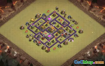 town hall 7, trophy/war base layout #37178