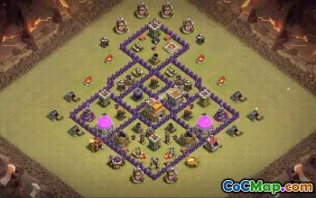 town hall 7, trophy/war base layout #42722