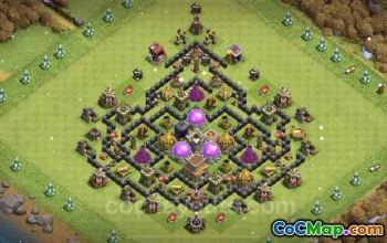 TH8 Farming Base - Anti 2 Stars Design for Clash of Clans #24364