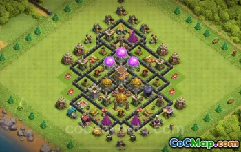 TH8 Farming Base: Anti 2 Stars Hybrid Design for COC 2024 #18896