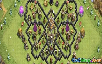 town hall 8, funny/trophy/war/hybrid base layout #38890