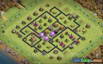 TH8 Max Farming Base Copy - Anti Everything Design for COC #24464