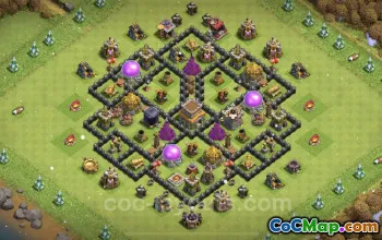 TH8 Max Farming Base Design - Anti Everything Layout - COC #24506