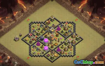 town hall 8, trophy/war/farming/hybrid base layout #36031