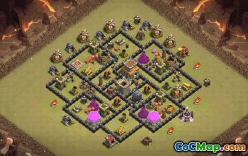 town hall 8, trophy/war/farming base layout #36157