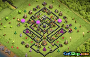 town hall 8, trophy/war base layout #35266