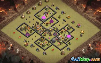 town hall 8, trophy/war base layout #35655