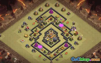 town hall 8, trophy/war base layout #35947
