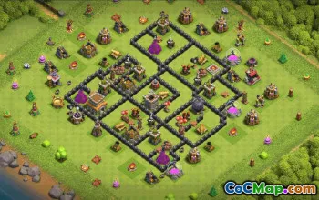 town hall 8, trophy/war base layout #36474