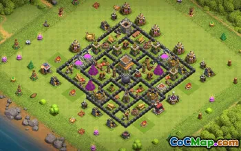 town hall 8, trophy/war base layout #36476