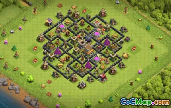 town hall 8, trophy/war base layout #36550