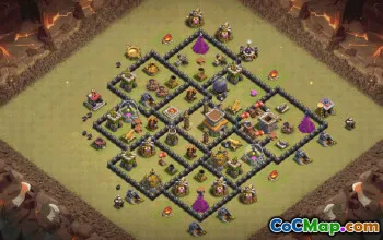 town hall 8, trophy/war base layout #36593